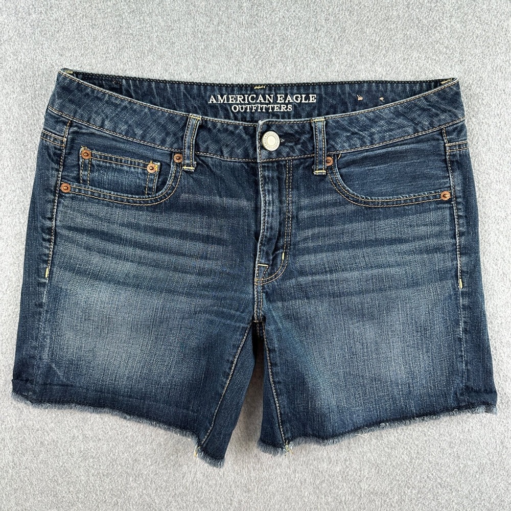 American Eagle Shorts Women 6 Blue Denim Cut Off Raw Hem Low Rise 100% Cotton